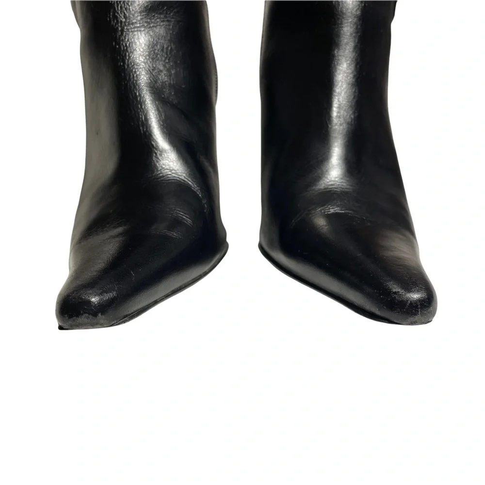 Steve Madden black leather stiletto heeled zip up boots size 7.5 - Picture 3 of 11